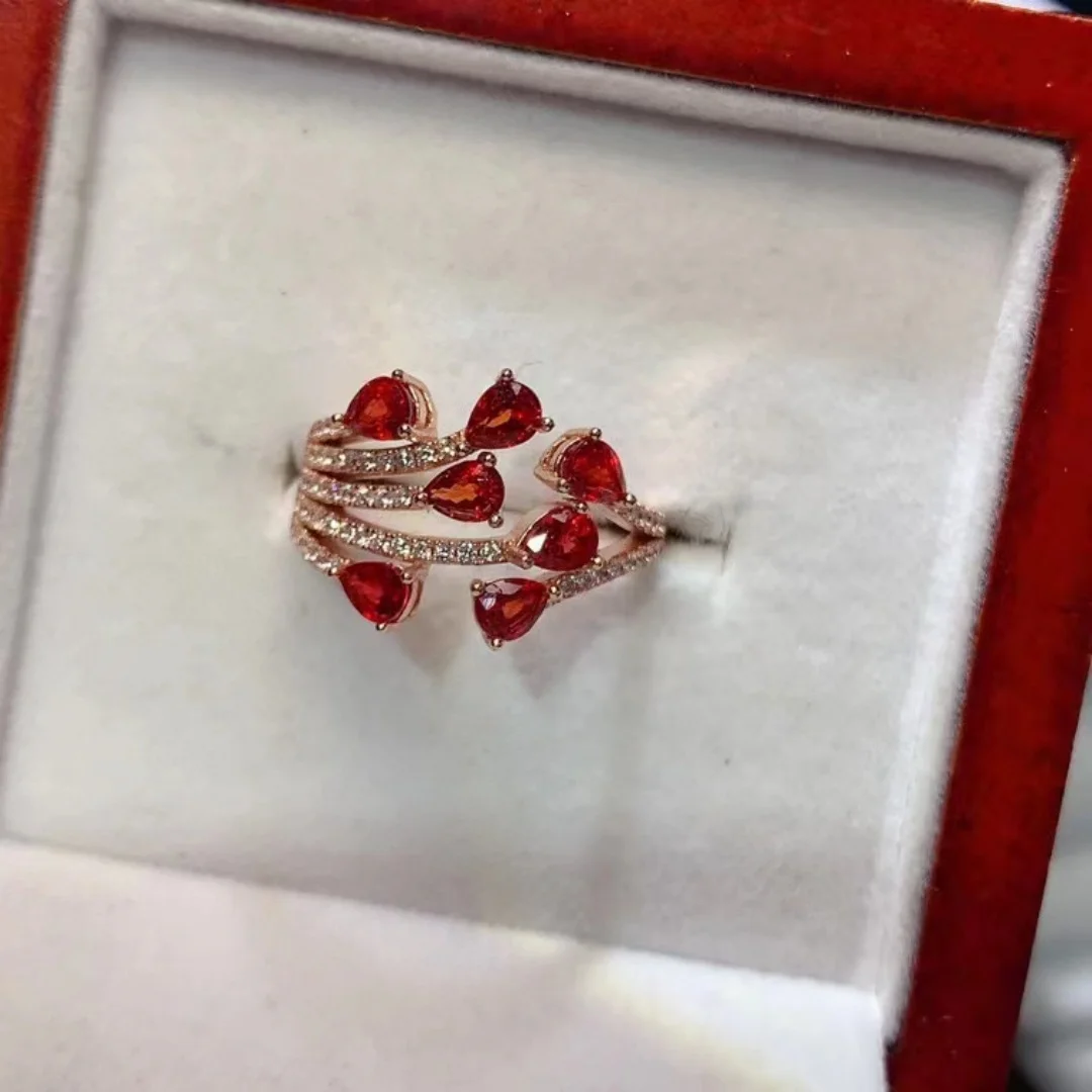 KJJEAXCMY S925 Sterling Silver Women's Ring | Exquisitely Inlaid Natural Red Sapphire | 3*4MM Main Stone, Gem Testing Supported
