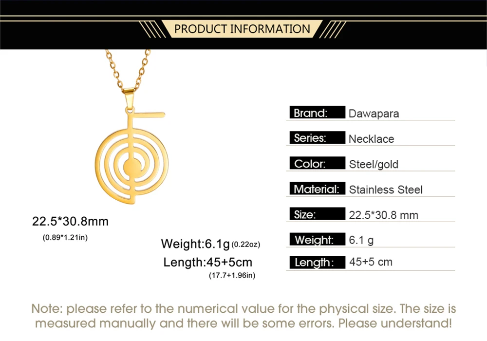 Reiki Cho Ku Rei Halskette Heilung Energie Yoga Power Anhänger Heilige Geometrie Schutz Amulett Edelstahl Schmuck Amulette für Glück und Schutz mächtige Amulette geistiger Schutz Reiki Heilmittel – Detail 4