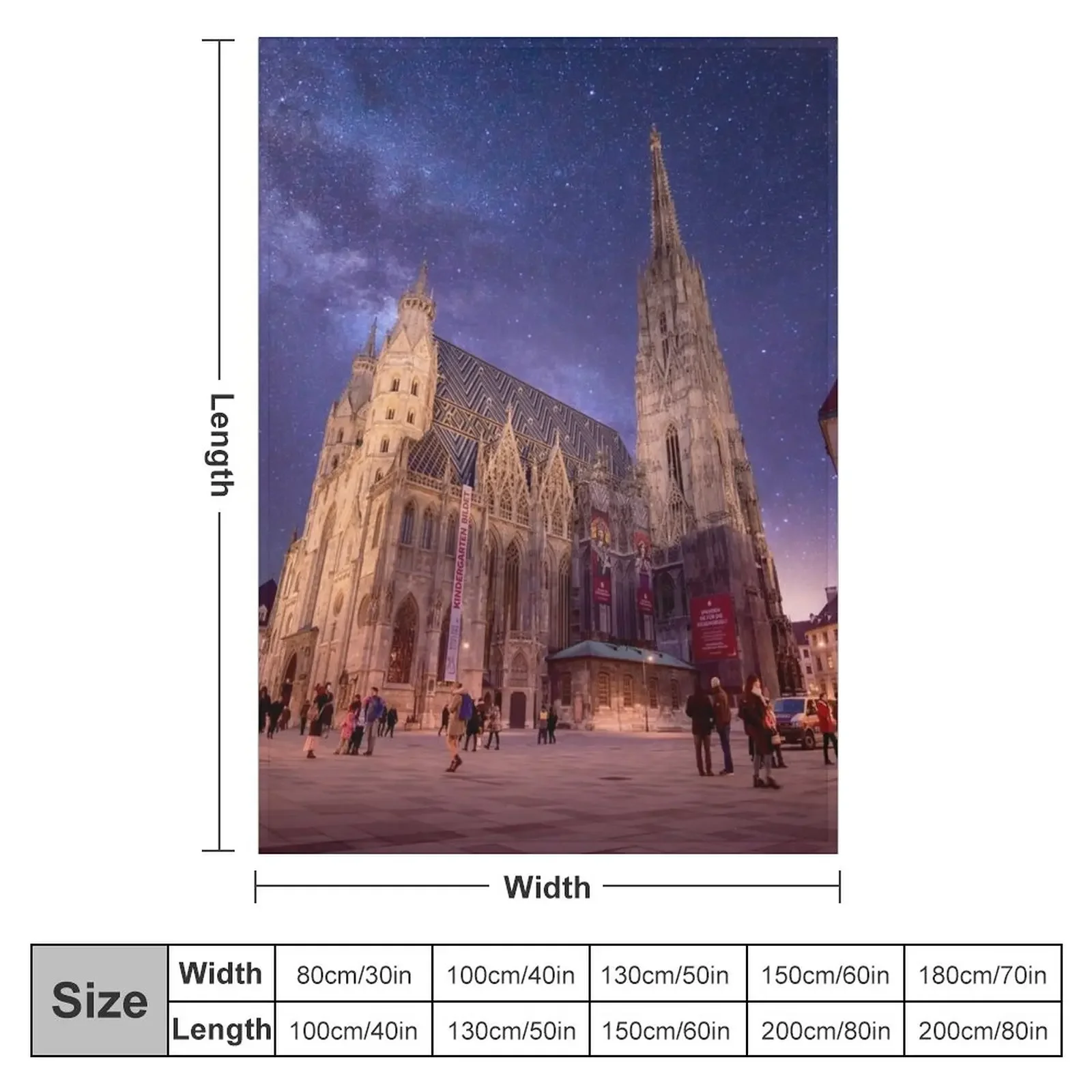 St. Stephen's Cathedral at night in Vienna, Austria Throw Blanket Tourist Personalized Gift Large Blankets For Bed Blankets