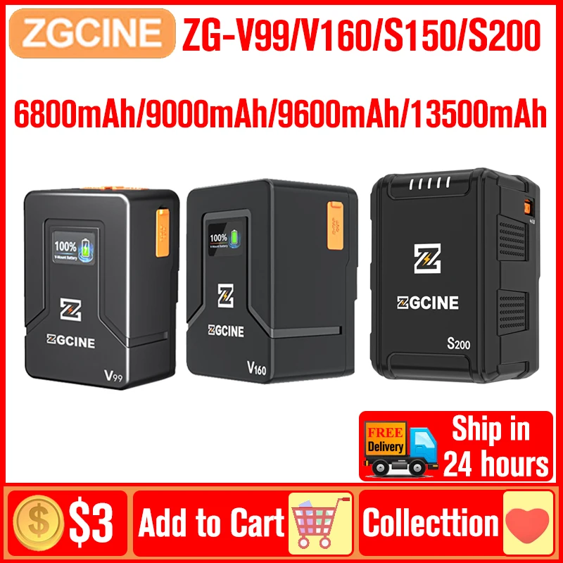 ZGCINE ZG-V99 ZG-V160 ZG-S200 ZG-S150 V Mount Battery V-Lock Lithium Battery Power Bank Auxiliary Battery Capacity Battery Pack