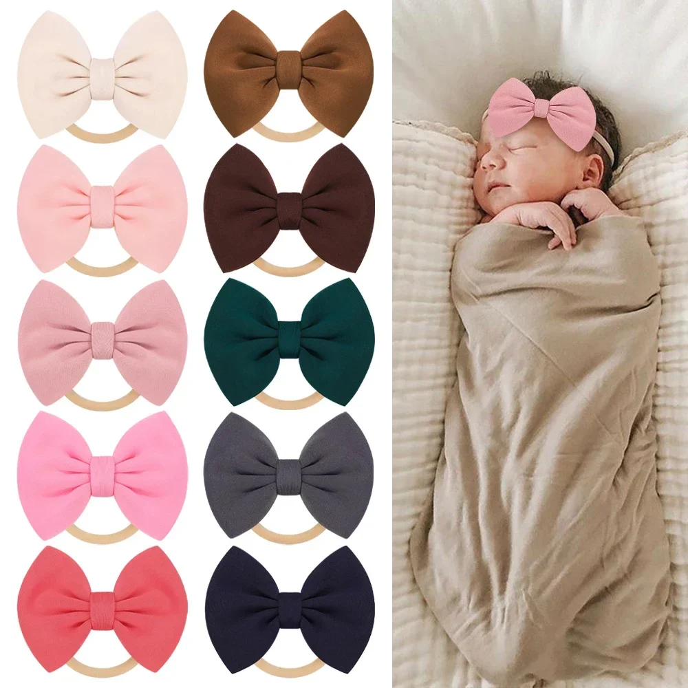 0-3Y Baby Cables Turban Solid Bow Headwrap Headband for Infant Girl Newborn Toddler Elastic Headbands Hair Accessories Wholesale