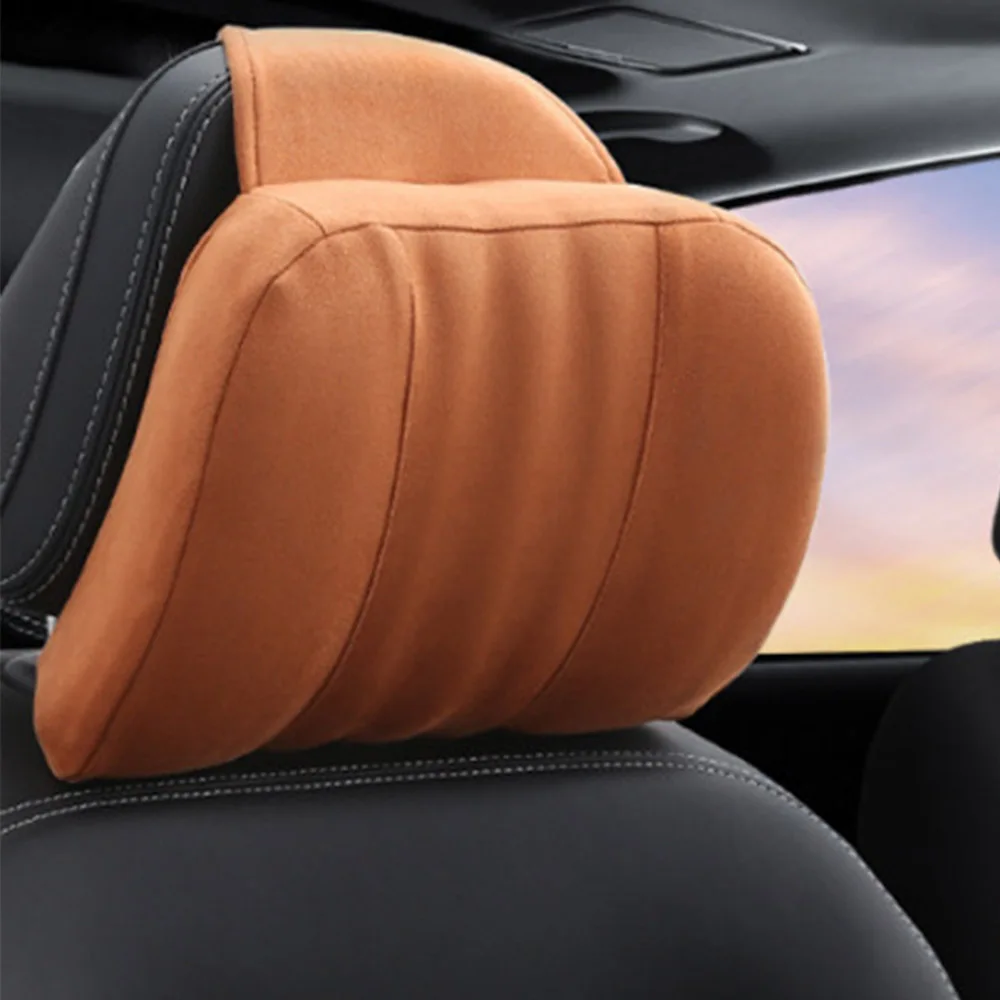 Universal Breathable Car Seat Headrest Car Neck Pillow Suede Fabric Car Neck Headrest Pillow Car Seat Pillow Memory Rest