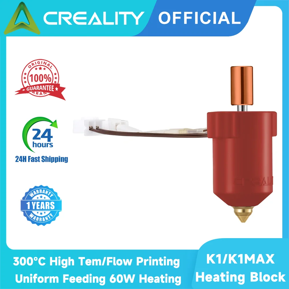 Creality Official K1 3D Printer Ceramic Heating Block Kit 300°C High Tem/Flow Printing Uniform Feeding 60W Heating for K1/K1 MAX