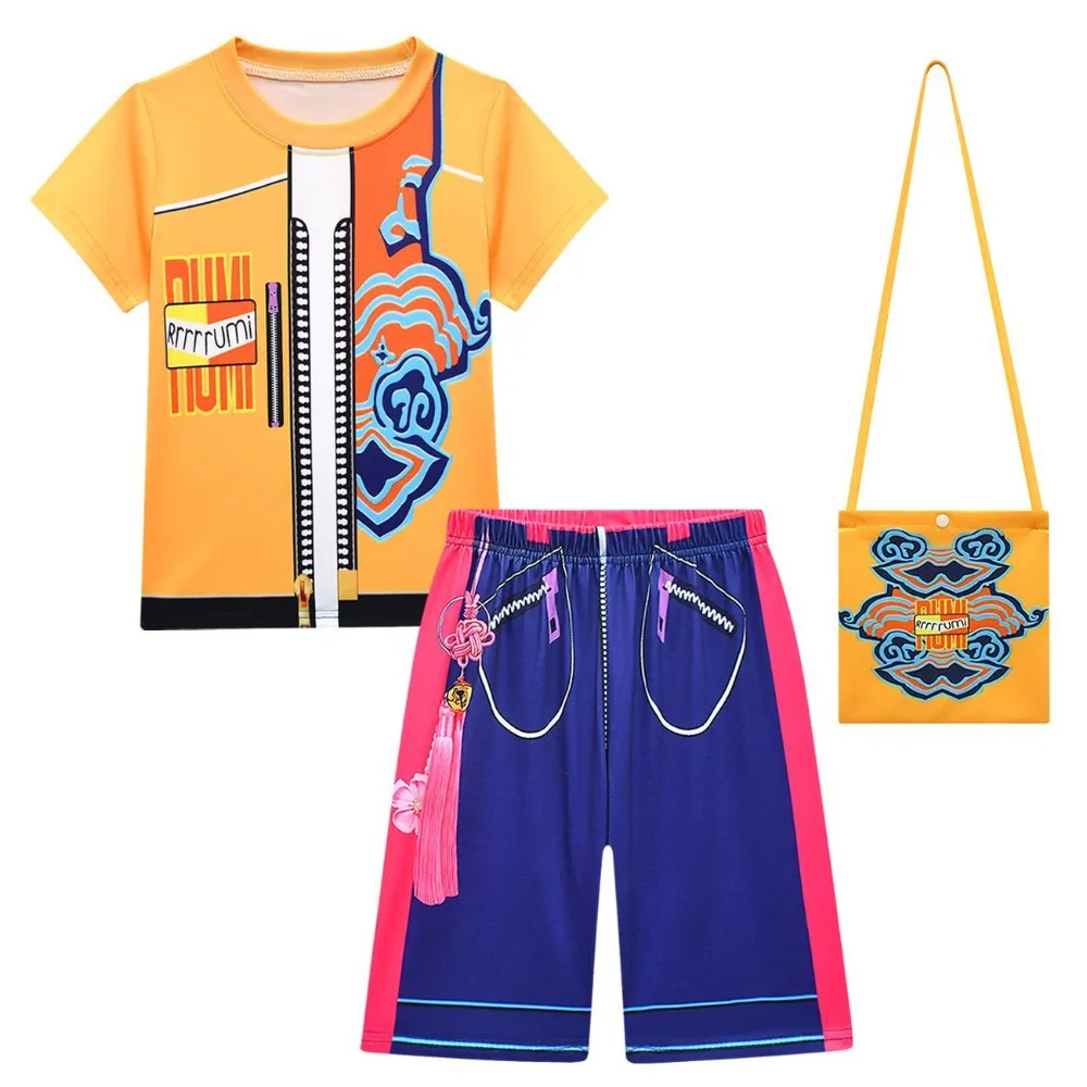 

3pcs Summer Kids KPop Demon Hunters Huntrix Suit Toddler Girls Sets Top+shorts 2pcs Sets Sports Suit Baby Cosplay Costume