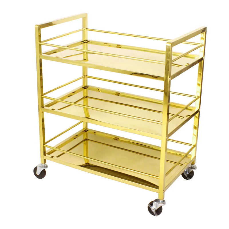 Titanium wine , luxury three-layer dessert cart, European restaurant dining cart cooking 4s shop tea cart