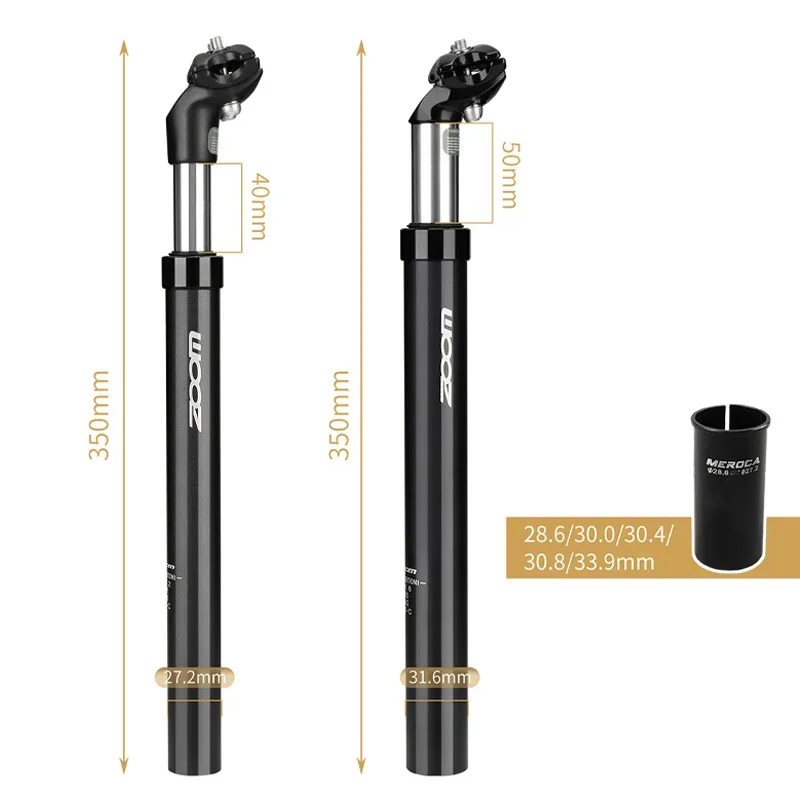 Bicycle Seat Tube MTB Shock Absorber 27.2 28.6 30.1 30.4 30.9 31.6 33.9mm Diameter Bike Suspension Seat Post Aluminum Alloy