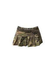 Minifalda vaquera plisada de camuflaje para mujer, ropa de calle Y2k, tendencia Harajuku, estética de los años 2000