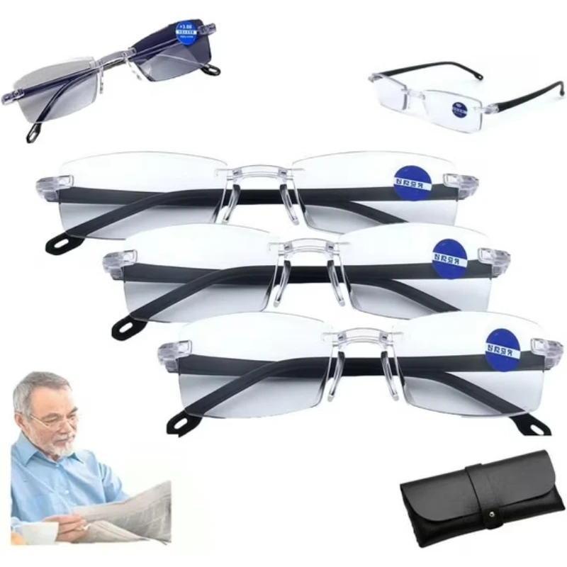 Anti Anti Blue Light Reading Glasses HD Photochromic Lightweight Rimless Presbyopic Glasses For Men Women Seniors Business Style New - Aliexpress Deal