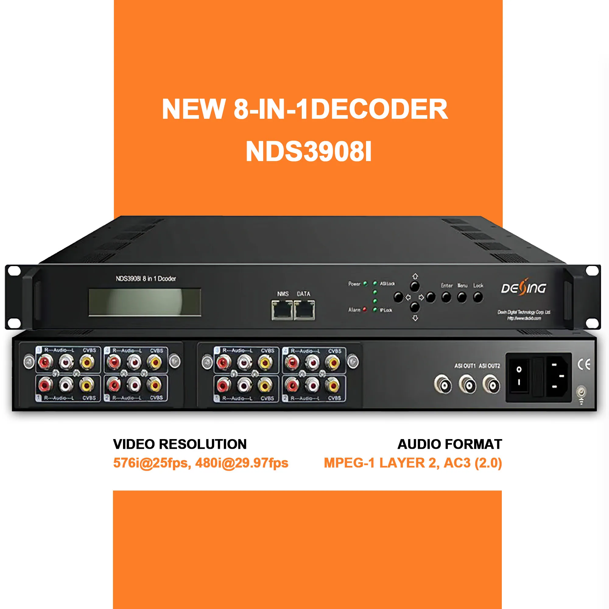 

New 8-in-1 Decoder 8 IP + ASI Inputs to 8 CVBS Outputs IP/ASI Digital Decoder IP/ASI (UDP/RTP) to AV