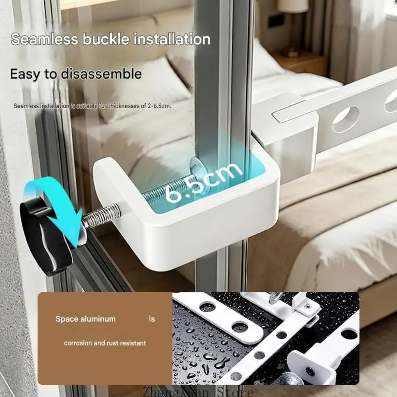 Platzsparender Wäscheständer für Balkon und Schlafsaal, 3 x – Detail 8