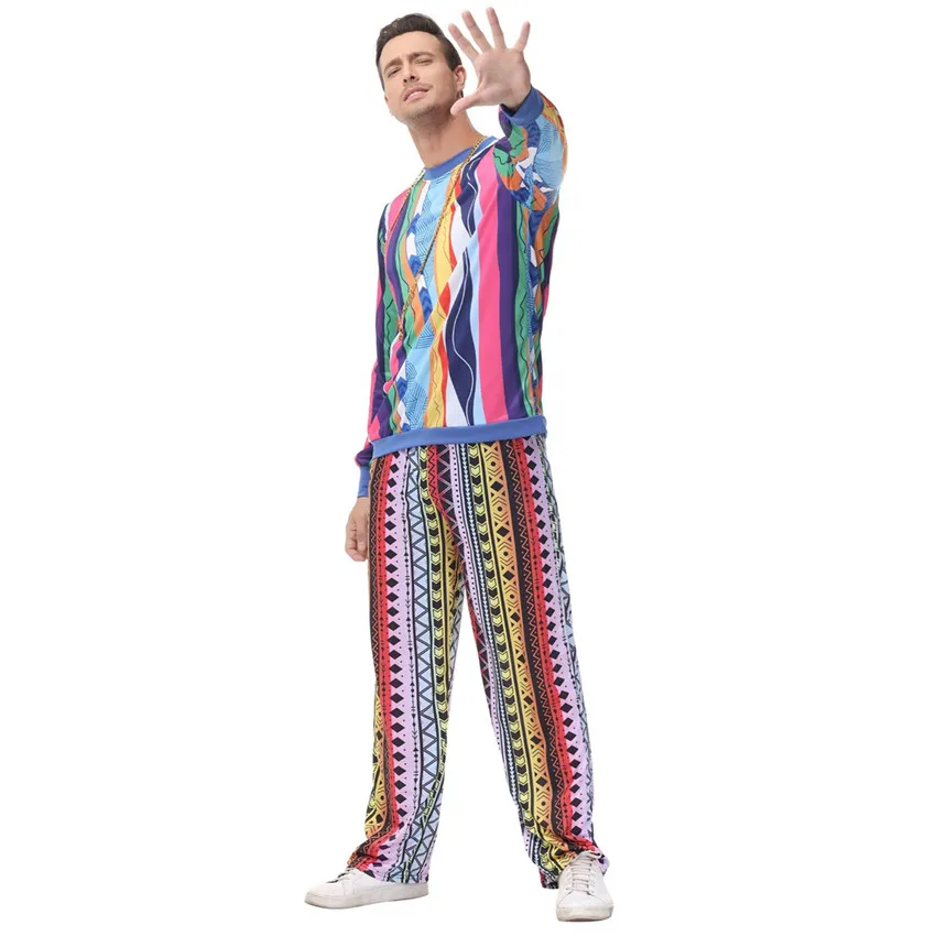 Carnaval Homens Retro 60s 70s Hippie Cosplay Roupas Terno Festival de Música Outfits Party Rock Disco Trajes