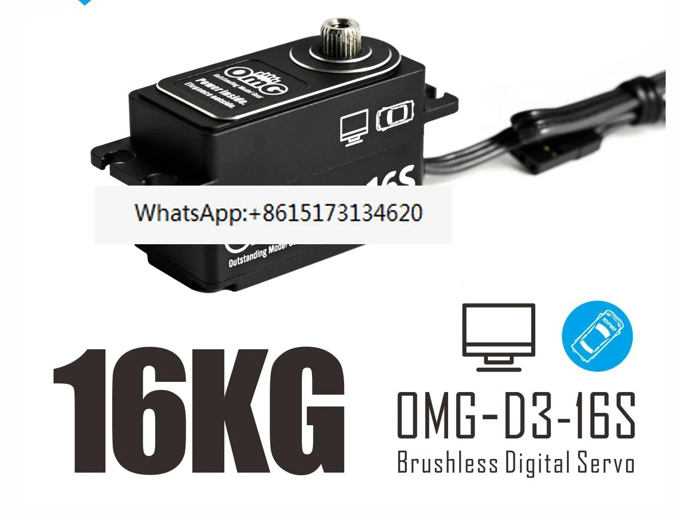 16kg Short Body Brushless Digital Steering Gear High Voltage Remote Control Racing Level Running Adjustable Parameters