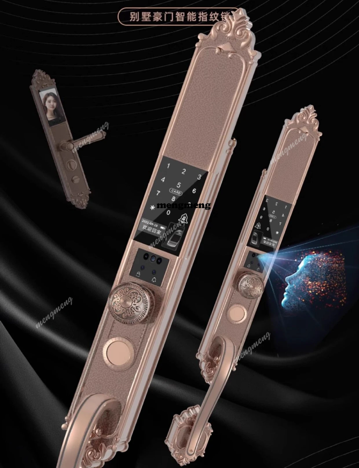 

Электронный смарт-замок для входной двери виллы, с функцией распознавания отпечатков пальцев и кодовым доступом, для двойных дверей, для домашней безопасности