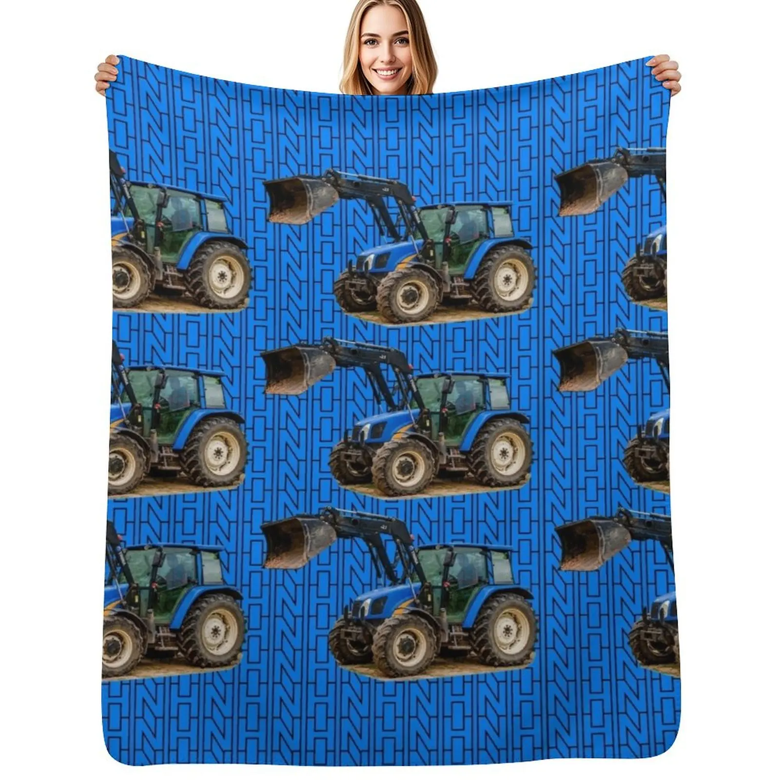 

Blue tractor Throw Blanket Soft Plaid Shaggy Sofa Throw For Decorative Sofa Blankets