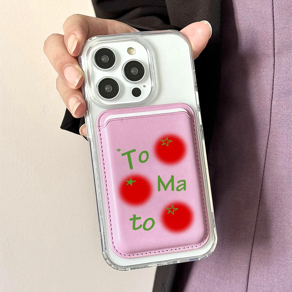 Leder-Kartenetui mit Magnetverschluss, Niedliche Tomatenhülle, Geeignet für alle iPhones, für Magsafe-Kartenhalter, Rückseitentasche für Handys – Detail 18