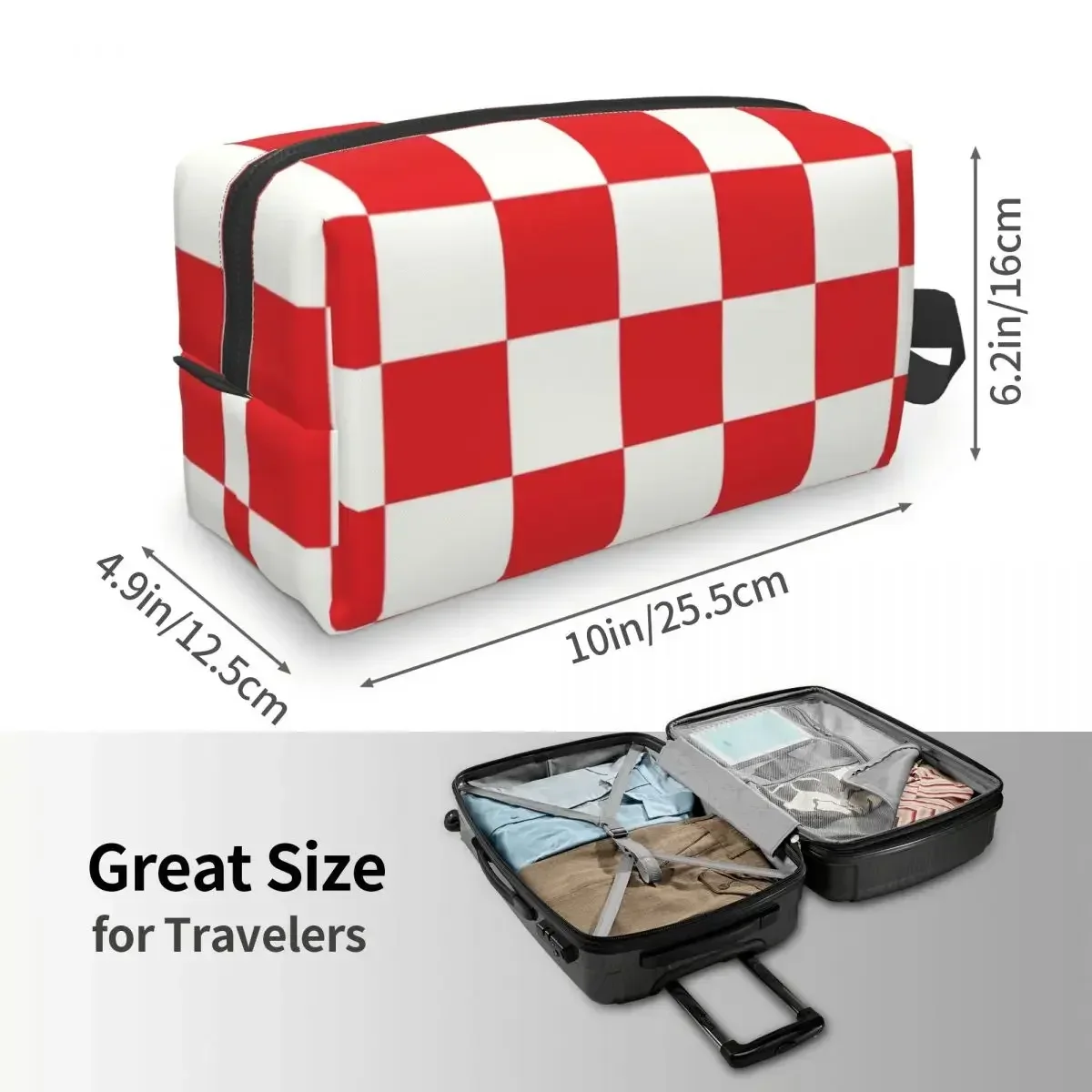 Croatia Style Chess Cosmetic Bag Women Kawaii Large Capacity Makeup Case Beauty Storage Toiletry Bags