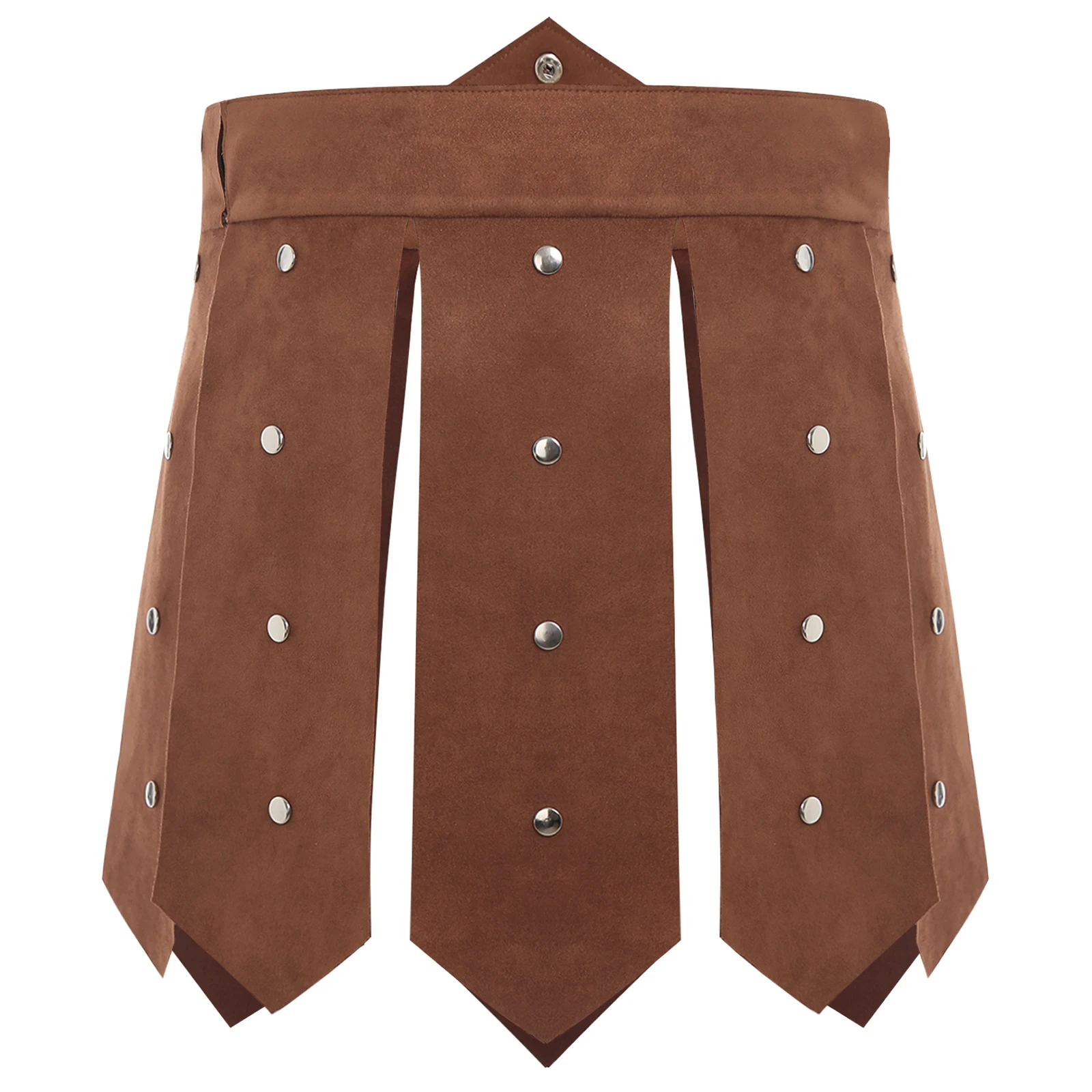 Bild 3: Männer Alten Römischen Ritter Rock Nieten Split Saum Faux Wildleder Rüstung Rock Gladiator Krieger Kostüm Halloween Cosplay Party Kleidung