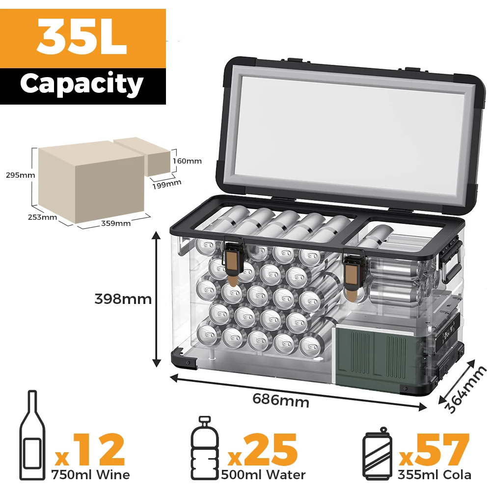 ICECO MCD35W 35L Solar/Electric/Battery Portable Car Freezer For Middle East APP Control Energy Saving For SUV Truck Camping