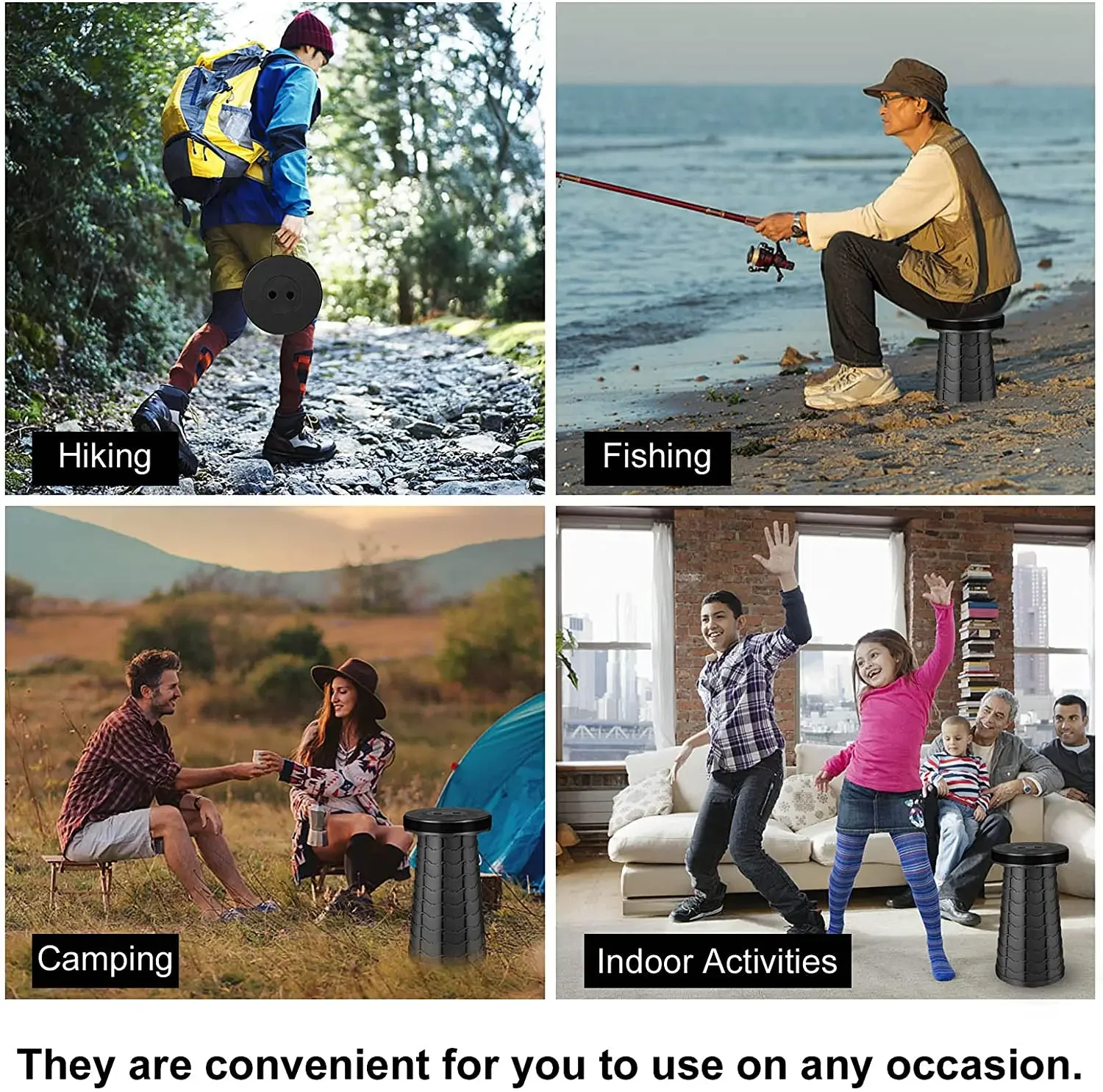 Top Sale Portable Collapsible Stool More Sturdy Load Capacity 100kg,Adjustable Telescoping Stool For Camping,Outdoor Hiking BBQ