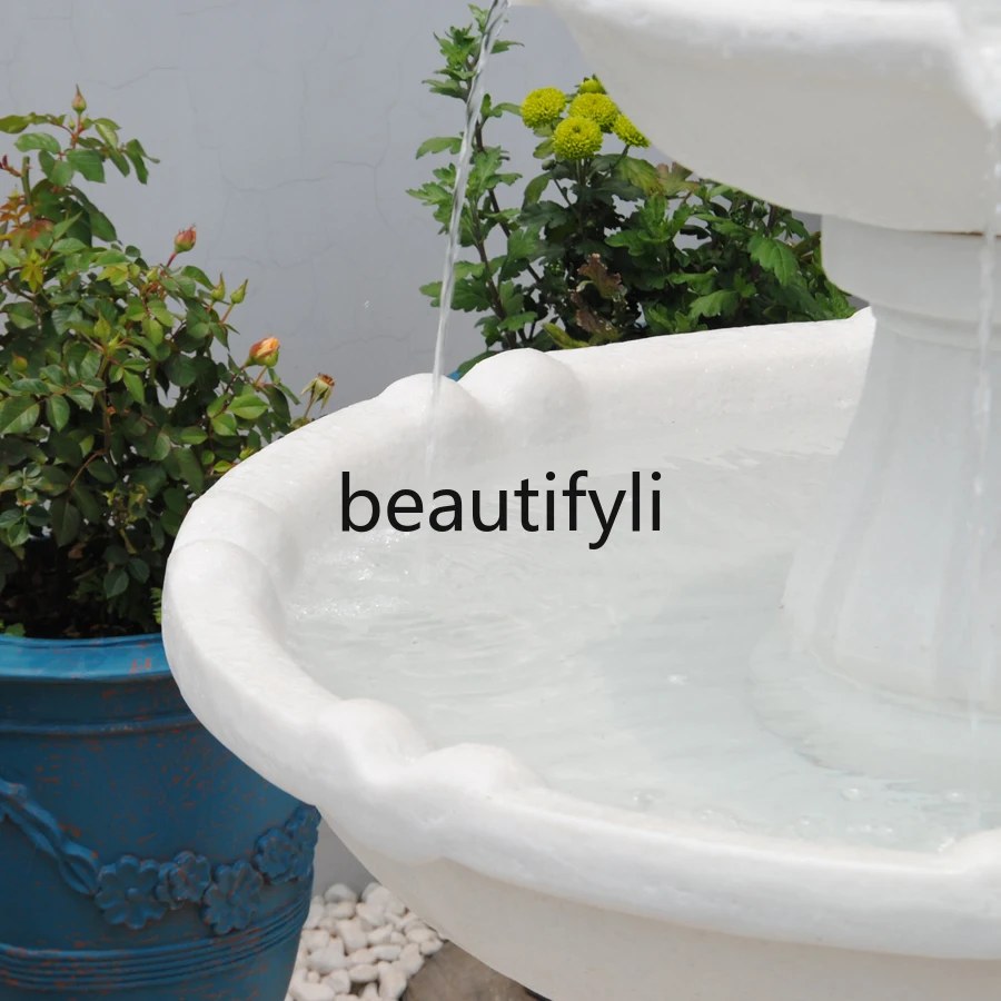 زخرفة نافورة المياه الشمسية الكبيرة، فناء خارجي أوروبي، حوض سباحة متمنيا تعميم المياه فنغ شوي #5