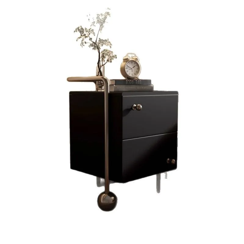 

Medieval Stainless Steel Drawer Bedside Table Modern Simple Bauhaus Black Creative Locker Master Bedside Cabinet