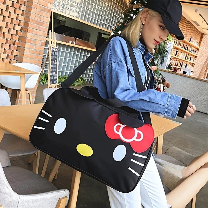 Borsa da viaggio Hello Kitty, tessuto Oxford, grande capacità, borsa portaoggetti simpatico cartone animato, borsa da donna per brevi viaggi, borsone sportivo