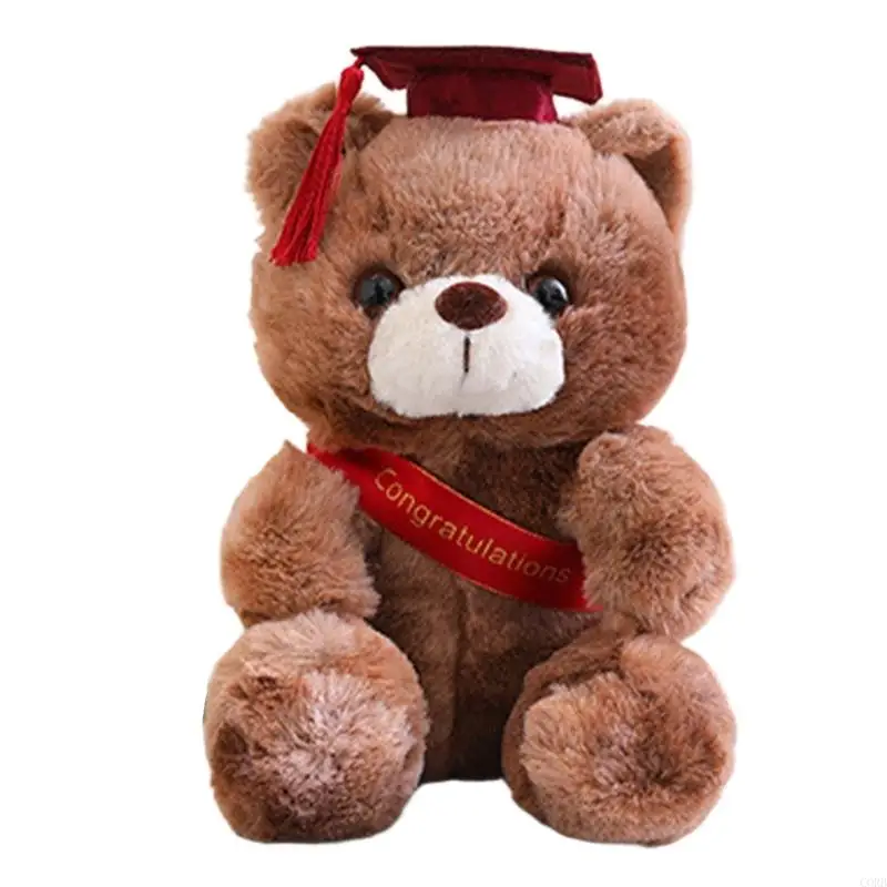 CORB Graduation Gift Colorful Graduation Plush Toy Featuring Doctor Cap Safe Cotton Filling For Kids Gift Room Accent