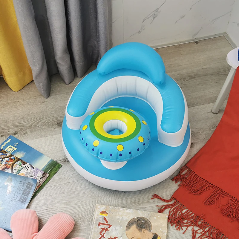 Baby Inflatable Sofa Seat Multifunctional Cartoon PVC Toddler Feeding Chair Support Seat Sofa Learning To Sit Chair Baby Seat