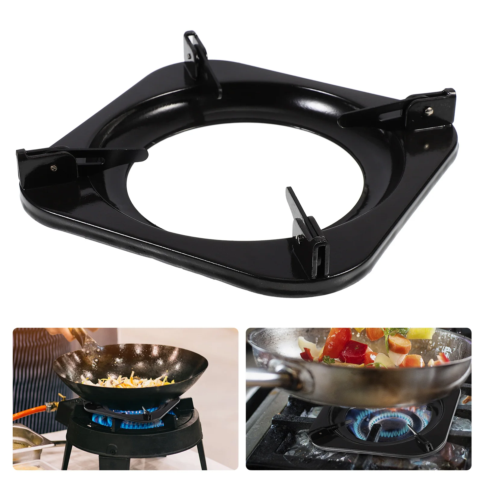 

Non-Slip Gas Stove Accessories Premium Iron Wok Stand Heat Resistant Kitchen Rack Support for Pans Universal Design