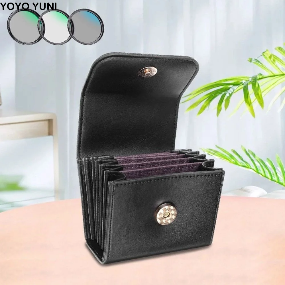 6 Pockets Camera Lens Filter Bag Shockproof Dustproof Filter Pouch Hard Shell Protective Filter Carrying Case Filter Storage