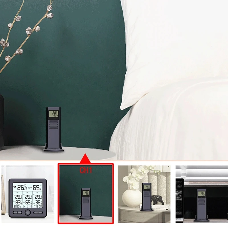 Stasiun Cuaca Sensor Nirkabel Dalam/Luar Ruangan Termometer Digital Higrometer Termometer Layar LCD LED