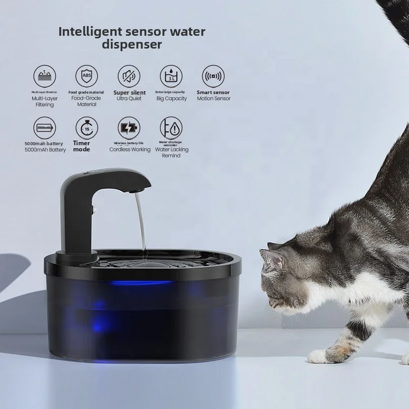 

Автоматический индукционный диспенсер для воды для домашних животных, беспроводной диспенсер для воды для кошек, автоматическая циркуляция живой воды
