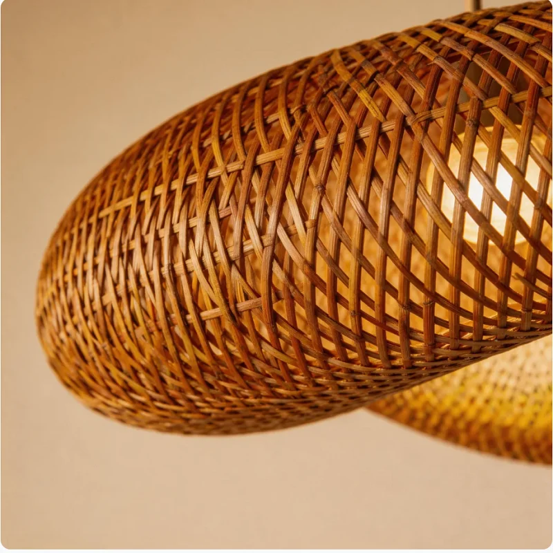 

Bohemian Bamboo Rattan Woven LED Pendant Light Handmade Chandelier for Kitchen Living Room