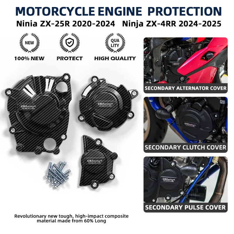 

Alternator/Clutch/Pulse Cover For KAWASAKI Ninja ZX-25R 2020-2024 Ninja ZX-4RR 2024-2026 accesorios para motos Engine Cover Set