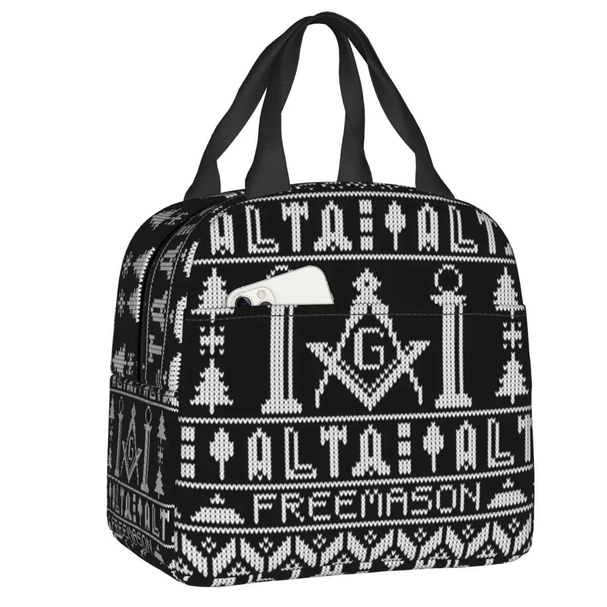 

Custom Masonic Mason Freemason Insulated Lunch Bag Picnic Resuable Cooler Thermal Bento Box Women Kids Food Container Tote Bags