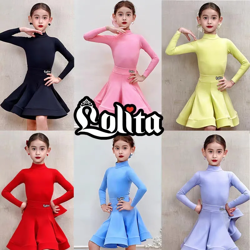 Vestido de baile latino personalizado para niñas, conjunto de actuación de ropa de competición de reglas latinas profesionales para niños