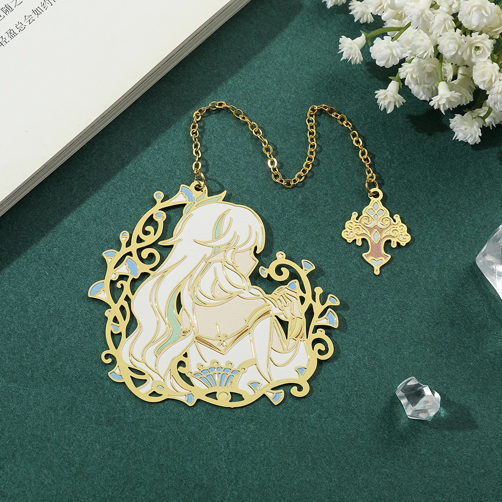 Anime Genshin Impact Elegant Chain Pendant Metal Bookmark Game Figure Wanderer Yae Miko Hollow Out Bookmarks Souvenir Fans Gifts