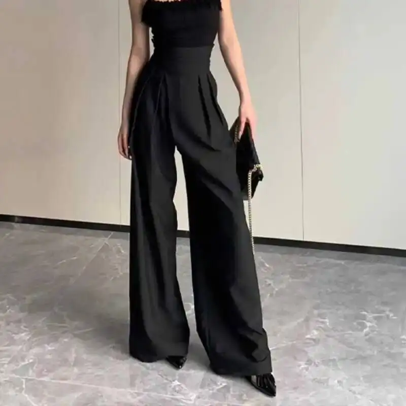 Women High Waist Wide Leg Pants 2025 Autumn New Women's Casual Straight Pants Draped Slim Fitting Loose Office Pants