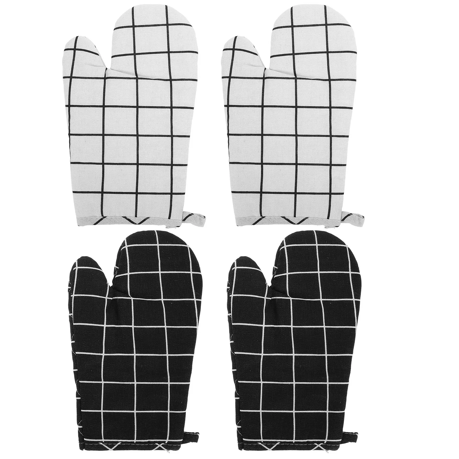 

4pcs Heat Resistant Oven Mitts Microwave Gloves Kitchen Insulation Cotton Linen Baking Bbq Grilling Non-Slip Reusable Microwave