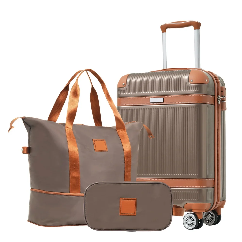 

3 Piece Hardshell Luggage Set with TSA Lock Spinner Wheels Duffel Toiletry Bag Carry-On Travel Suitcase Rolling Hardside Luggage