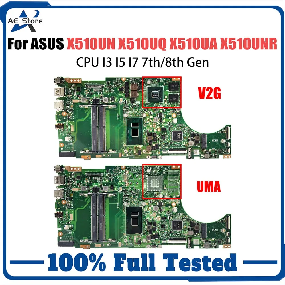 X510UN Mainboard For ASUS X510UQ X510UA X510UNR X510UF F510U VM510UA X510UR S510UN S5100U Laptop Motherboard CPU I3 I5 I7 7/8th