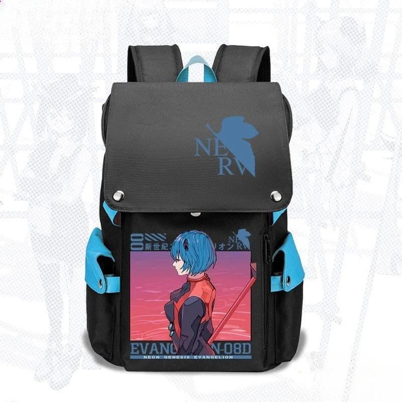 NEON GENESIS EVANGELION Ayanami Rei Asuka Langley Soryu bolsa escolar bidimensional para estudantes mochilas casuais masculinas e femininas