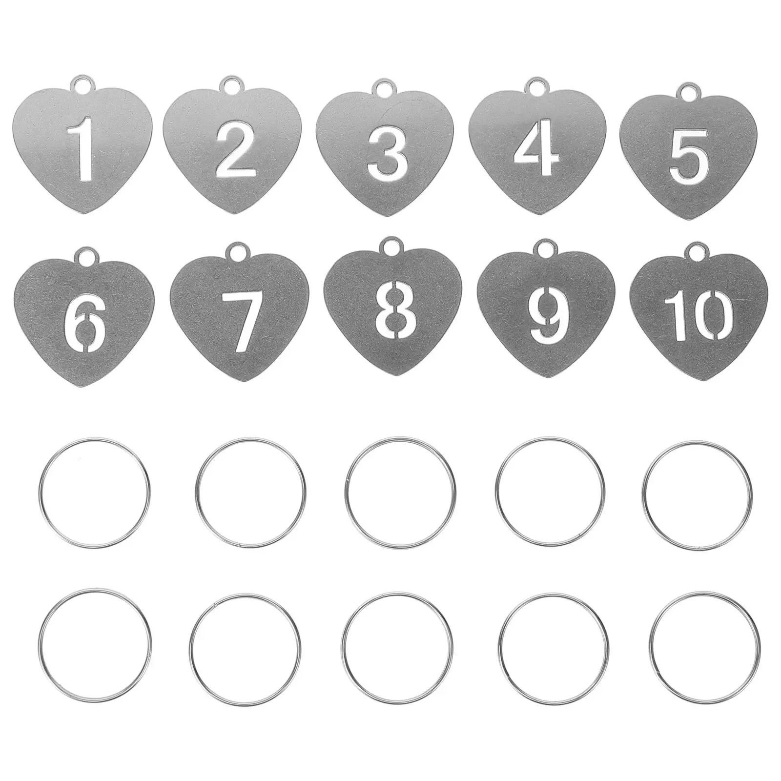 10Pcs Number Tags Hanging Heart Shaped Label Pendant for Keys Keychains Bags Locker Tags Portable Key Identification Labels