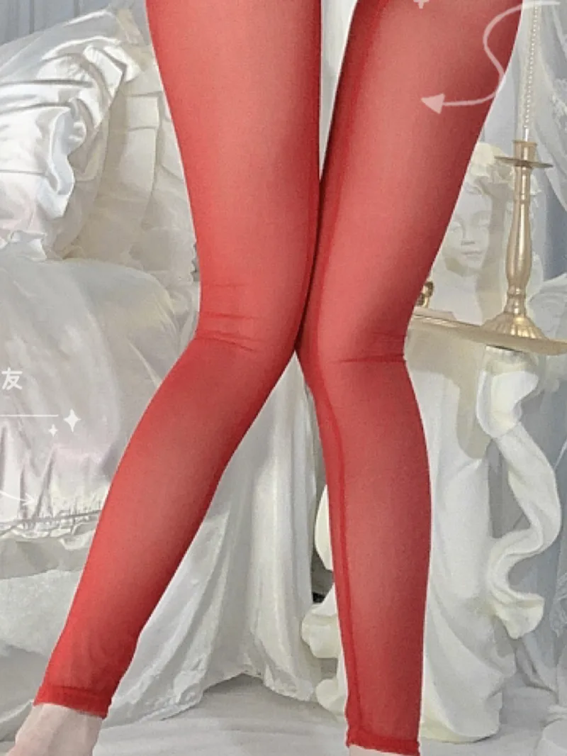 Thin Mesh Transparent Leggings Outdoor Girlfriend Summer Tight Seamless Mesh Thin Elastic Pants Woman Clothes Hot Sexy D00X