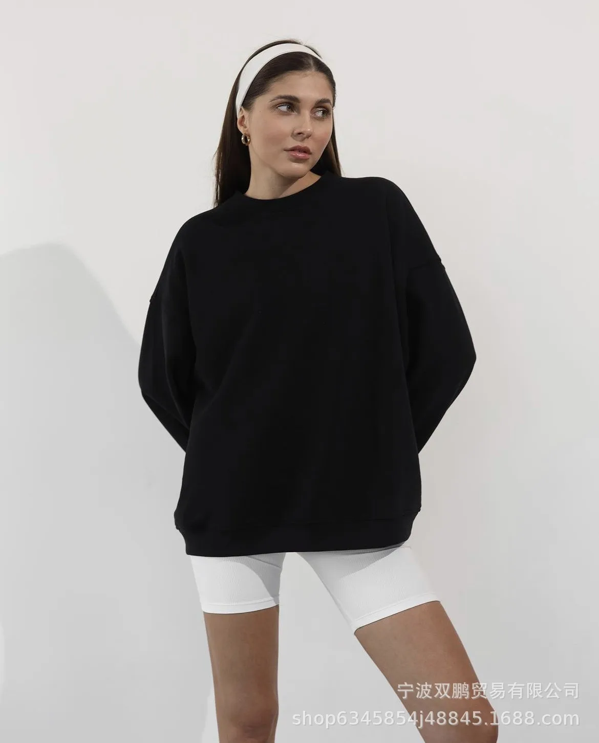 Pullover Loose Fit Hoodie Casual with Crew Neck Long Sleeve Standard Length Single Pullover Closure Japanese Korean Women Hoodie