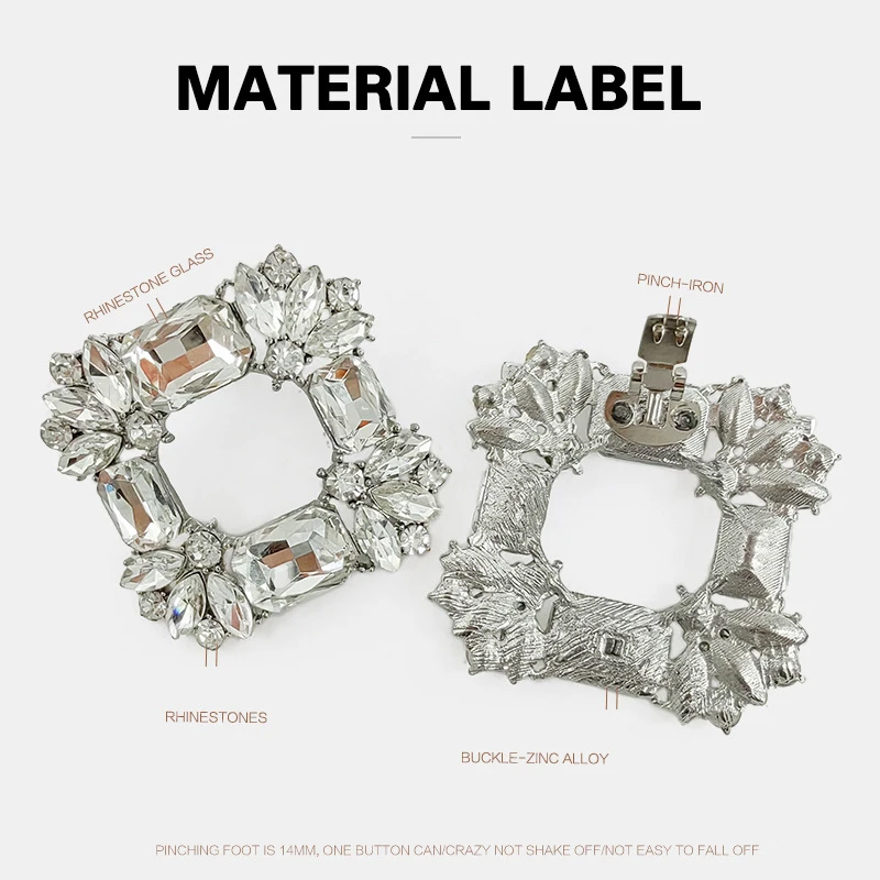 Sepatu kristal klip wanita hak tinggi sepatu pernikahan pengantin wanita berlian imitasi pesona gesper dekorasi yang dapat dilepas aksesori klip sepatu