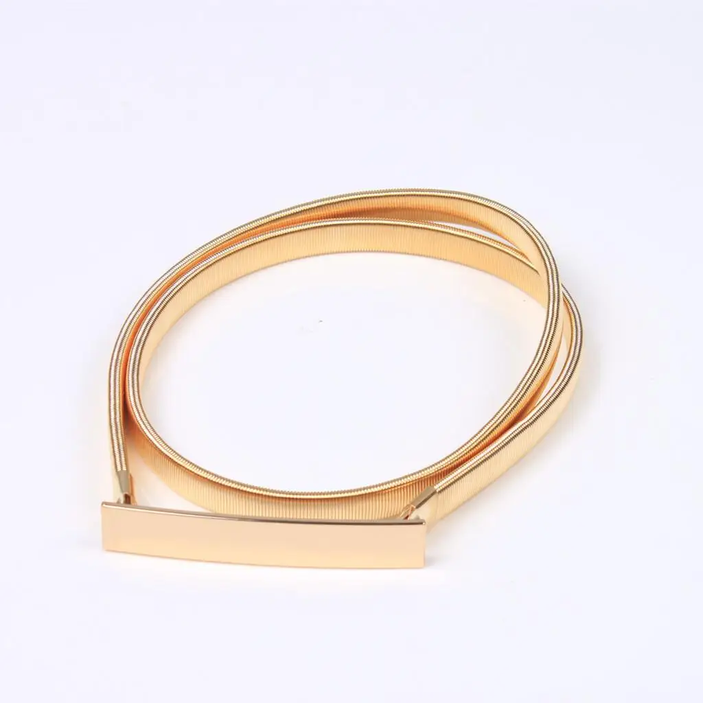 Women's Mirror Elastic Metal Waist Chain Waistband for Dress