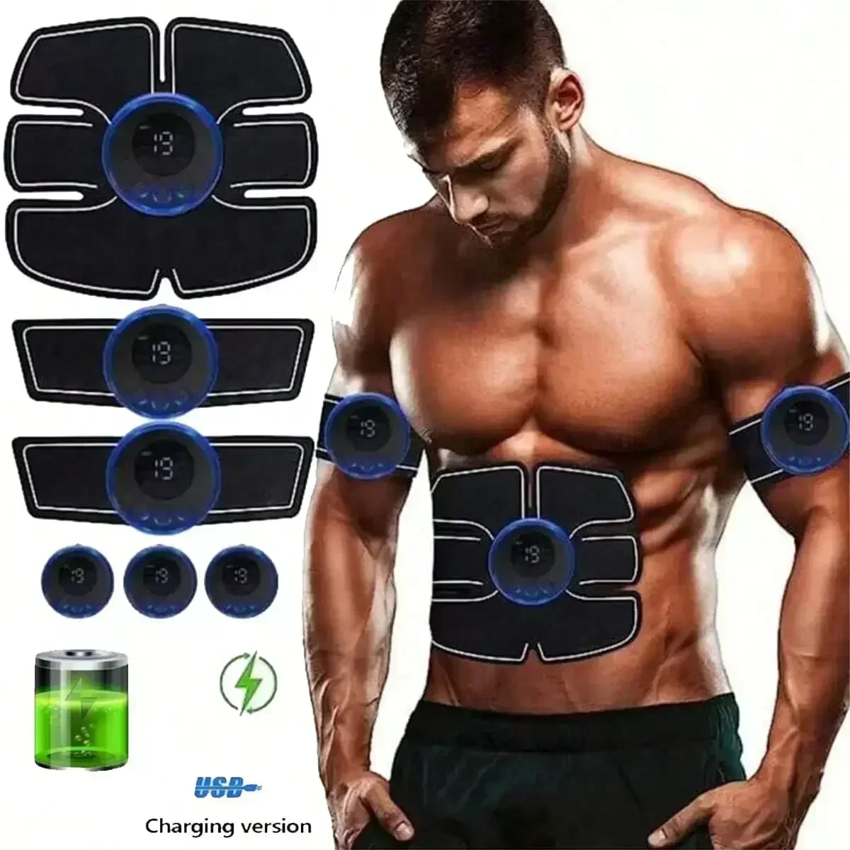 Charging Version/Abs Stimulator, Muscle Toner, Portable Muscle Trainer, Intelligent Wireless Fitness Apparatus For Men Woman