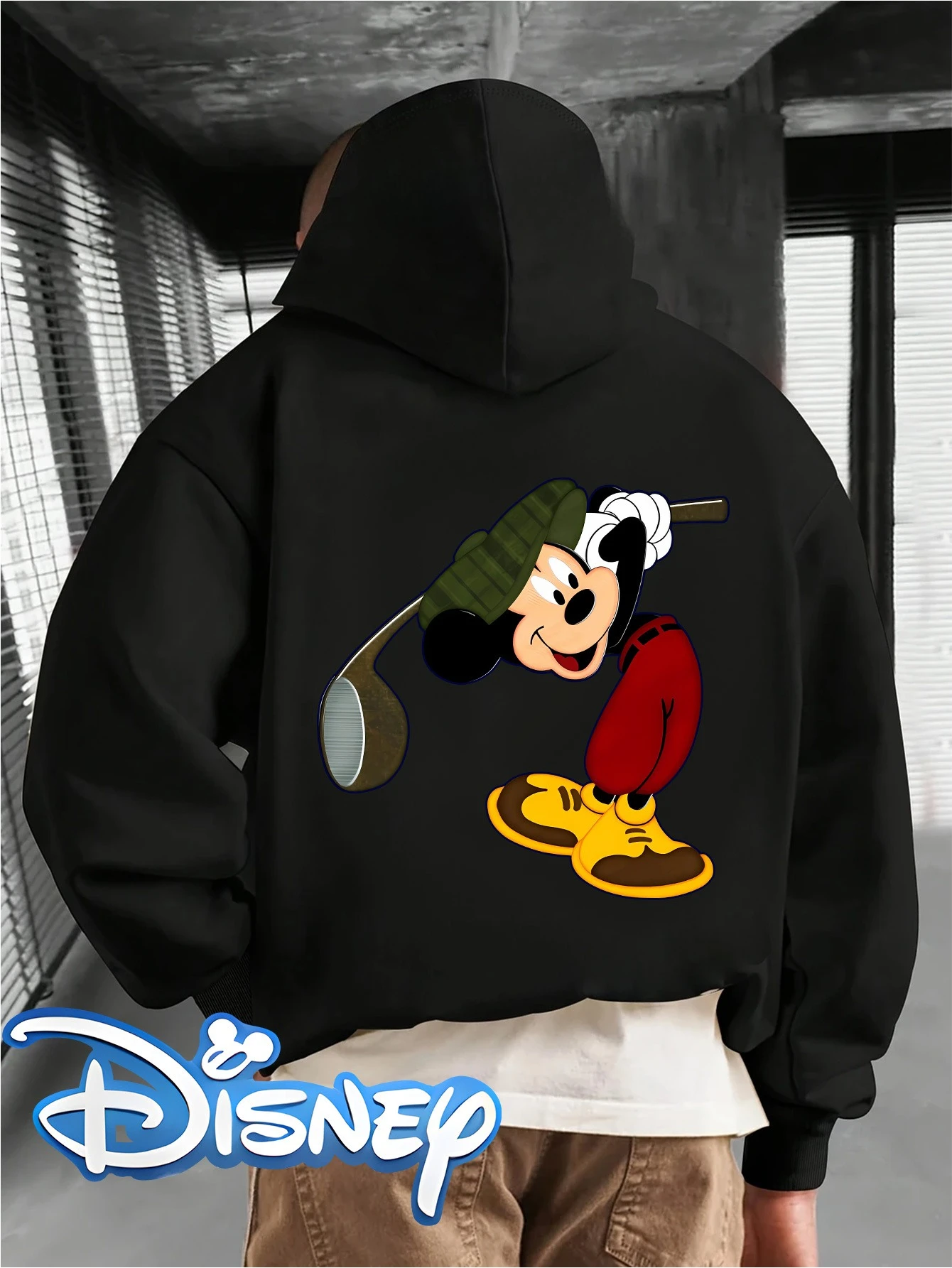 

Мужская толстовка с капюшоном Disney с Микки Маусом, осенне-зимняя, флисовая, унисекс, модная, в уличном стиле, свободная, модная уличная одежда, оверсайз