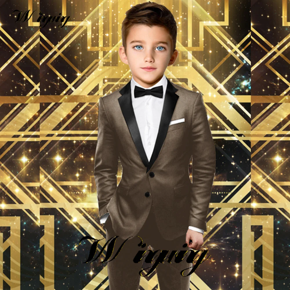 Black Boys Suit Formal Party Jacket Pants 2 Piece Set Kids Wedding Tuxedo Slim Fit Tailored 2-16 Years Old Clothes